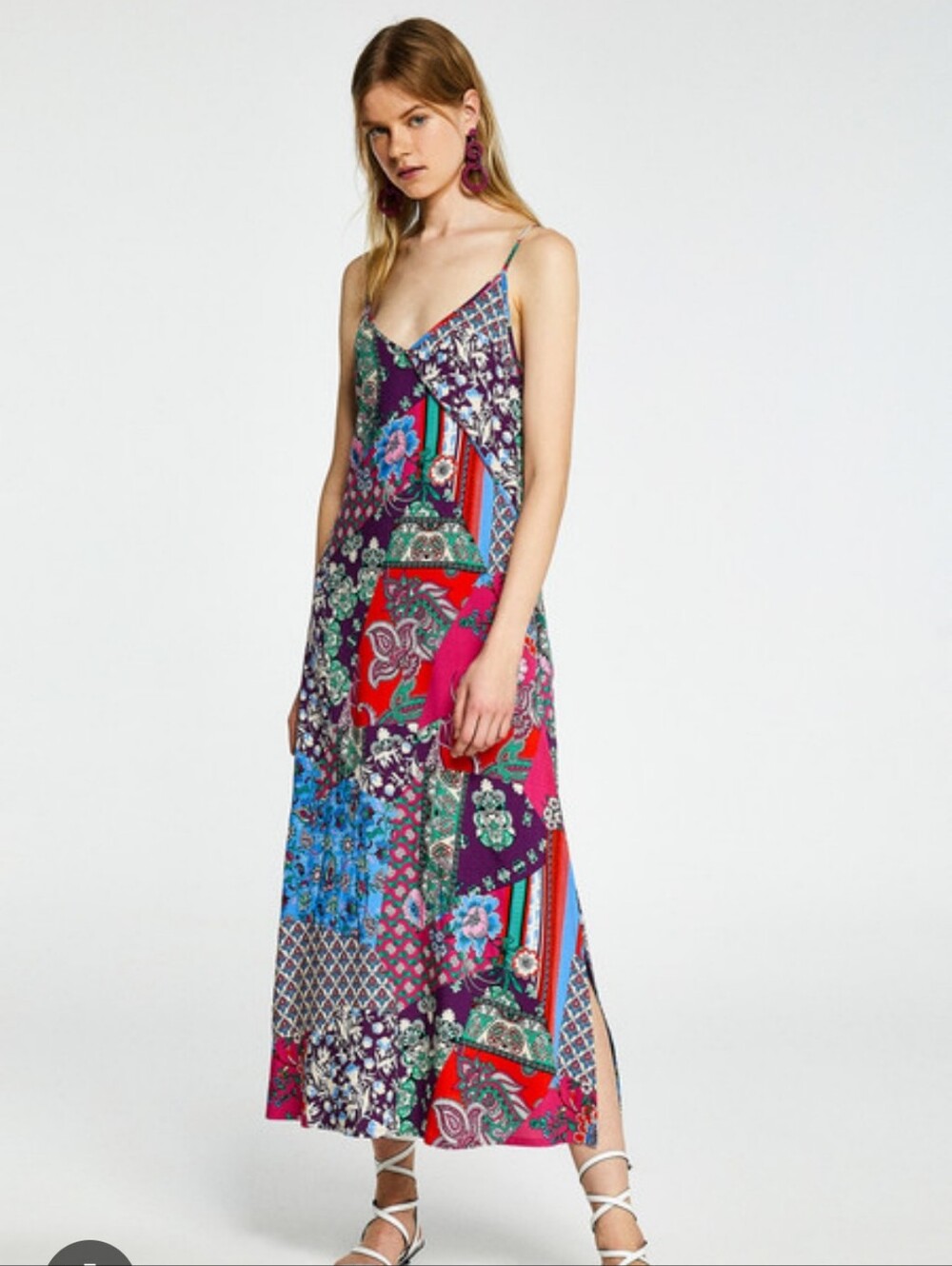 SFERA | S Viscose Patchwork Slip Dress | multicolour
